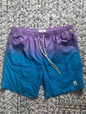 Psycho Bunny Blue to Purple Ombre Swim Shorts Mens XL Active Summer